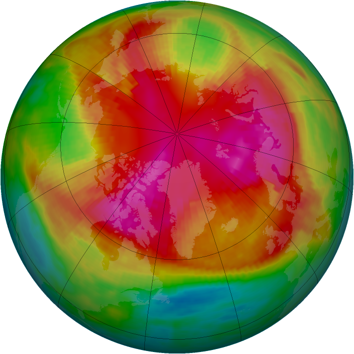 Arctic ozone map for 25 February 1989